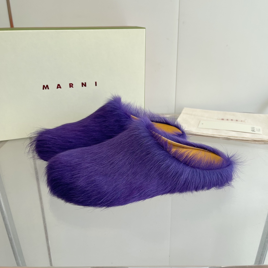 Marni Long Hair Calfskin Fussbett Sabot - PerfectKickZ