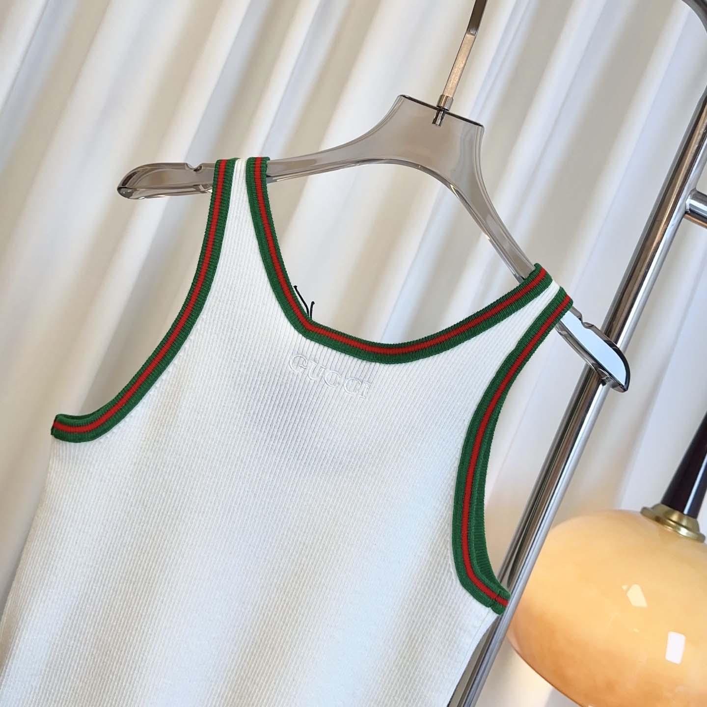 Gucci Cotton Tank Top With Web - PerfectKickZ