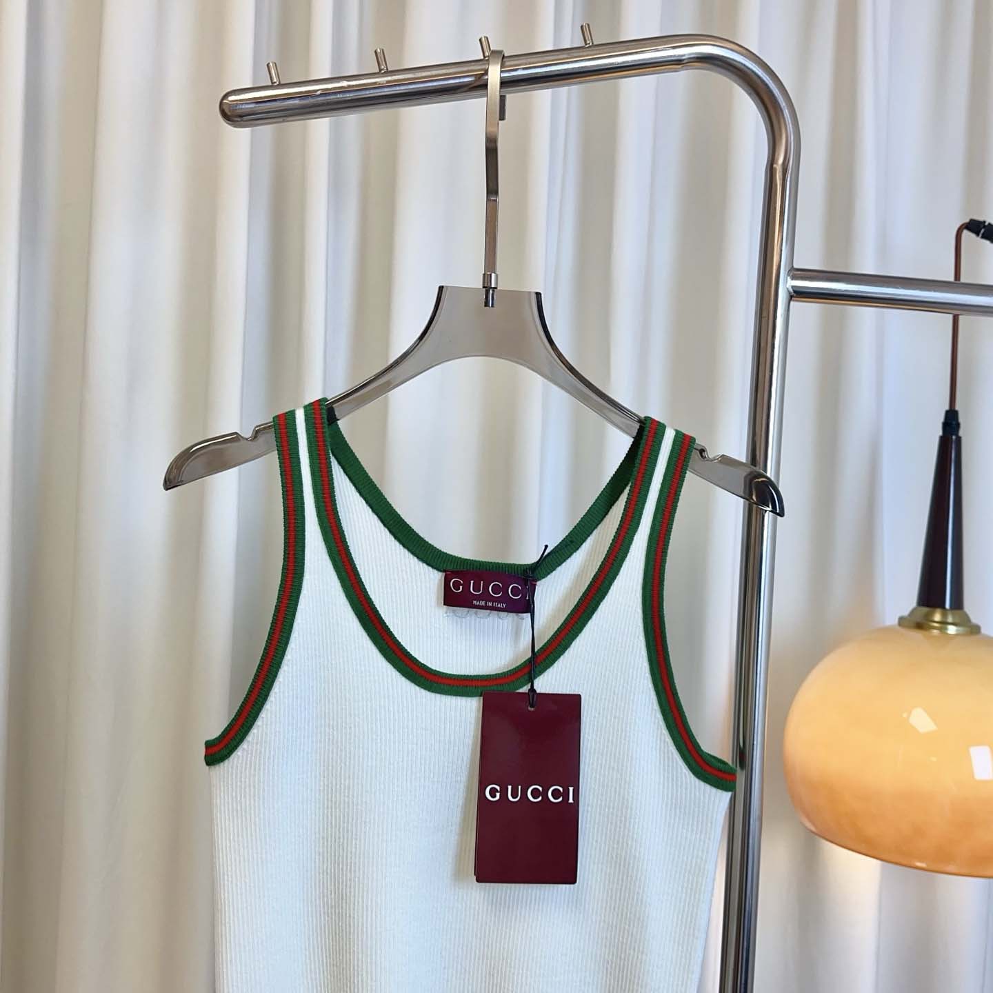 Gucci Cotton Tank Top With Web - PerfectKickZ