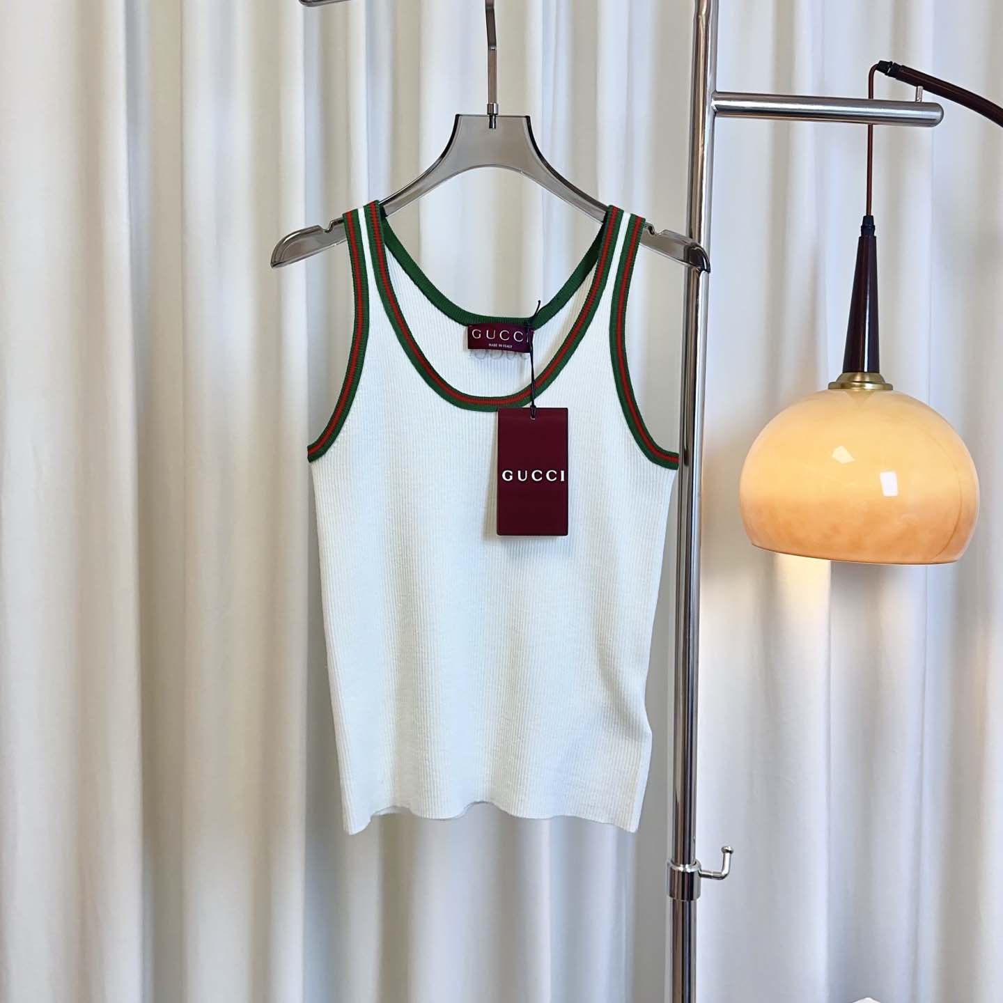 Gucci Cotton Tank Top With Web - PerfectKickZ