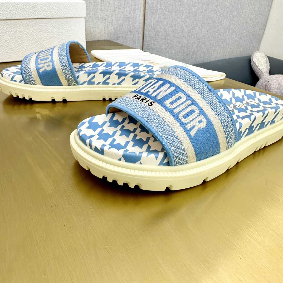 Dior Wmns DWay Slide 'Houndstooth - Corn Flower' - PerfectKickZ