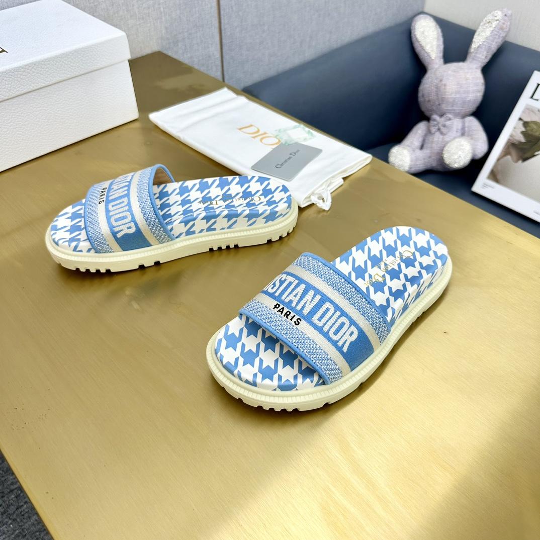Dior Wmns DWay Slide 'Houndstooth - Corn Flower' - PerfectKickZ