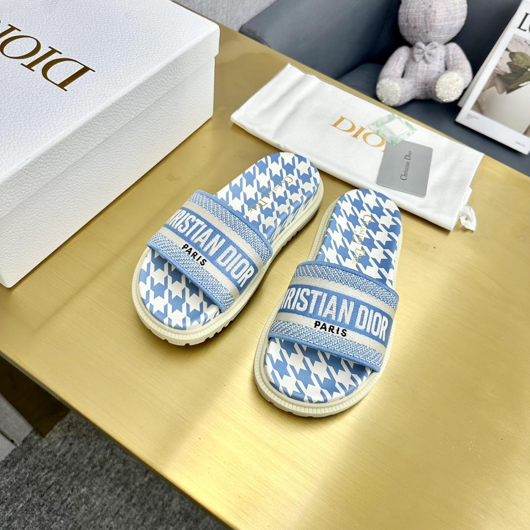 Dior Wmns DWay Slide 'Houndstooth - Corn Flower' - 