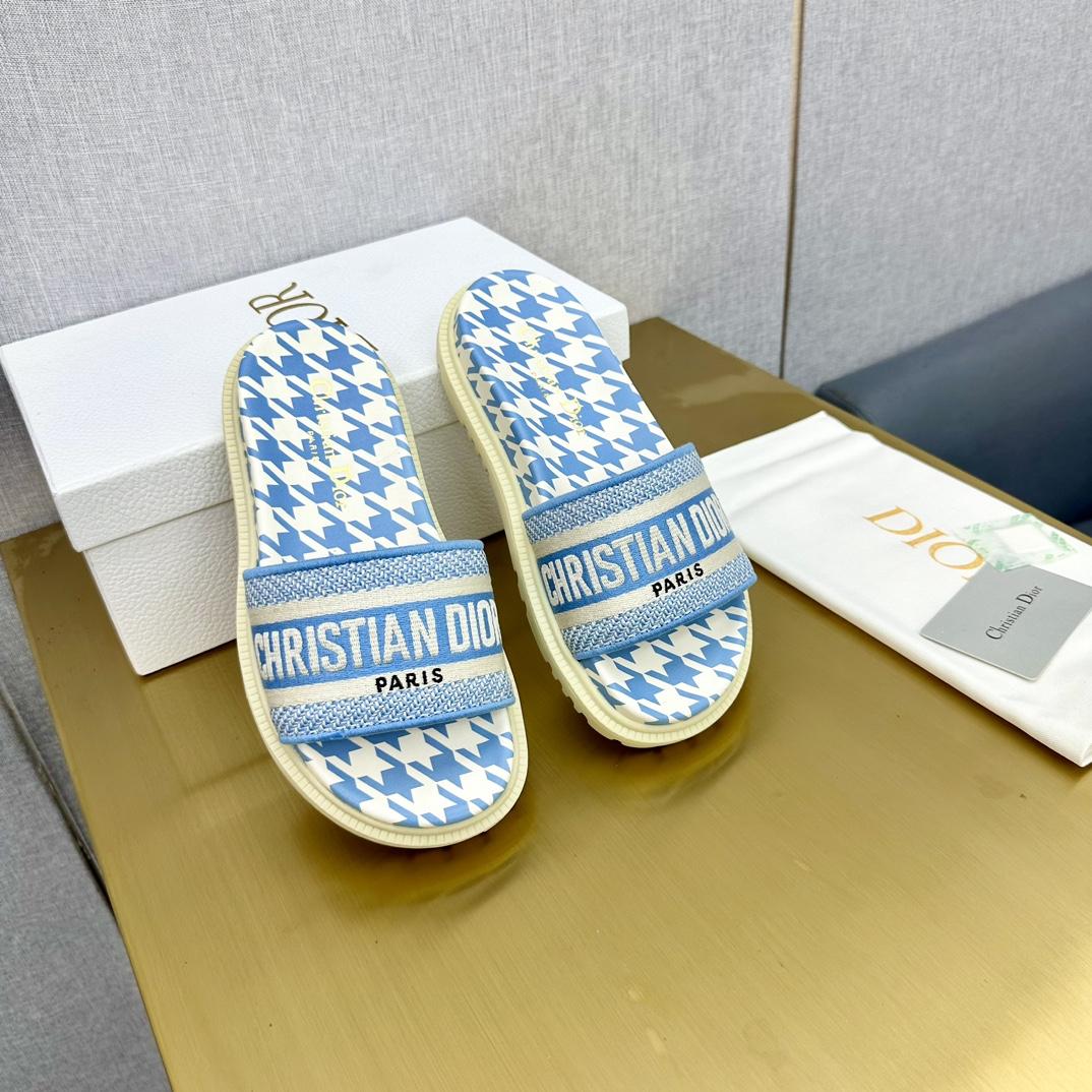 Dior Wmns DWay Slide 'Houndstooth - Corn Flower' - 