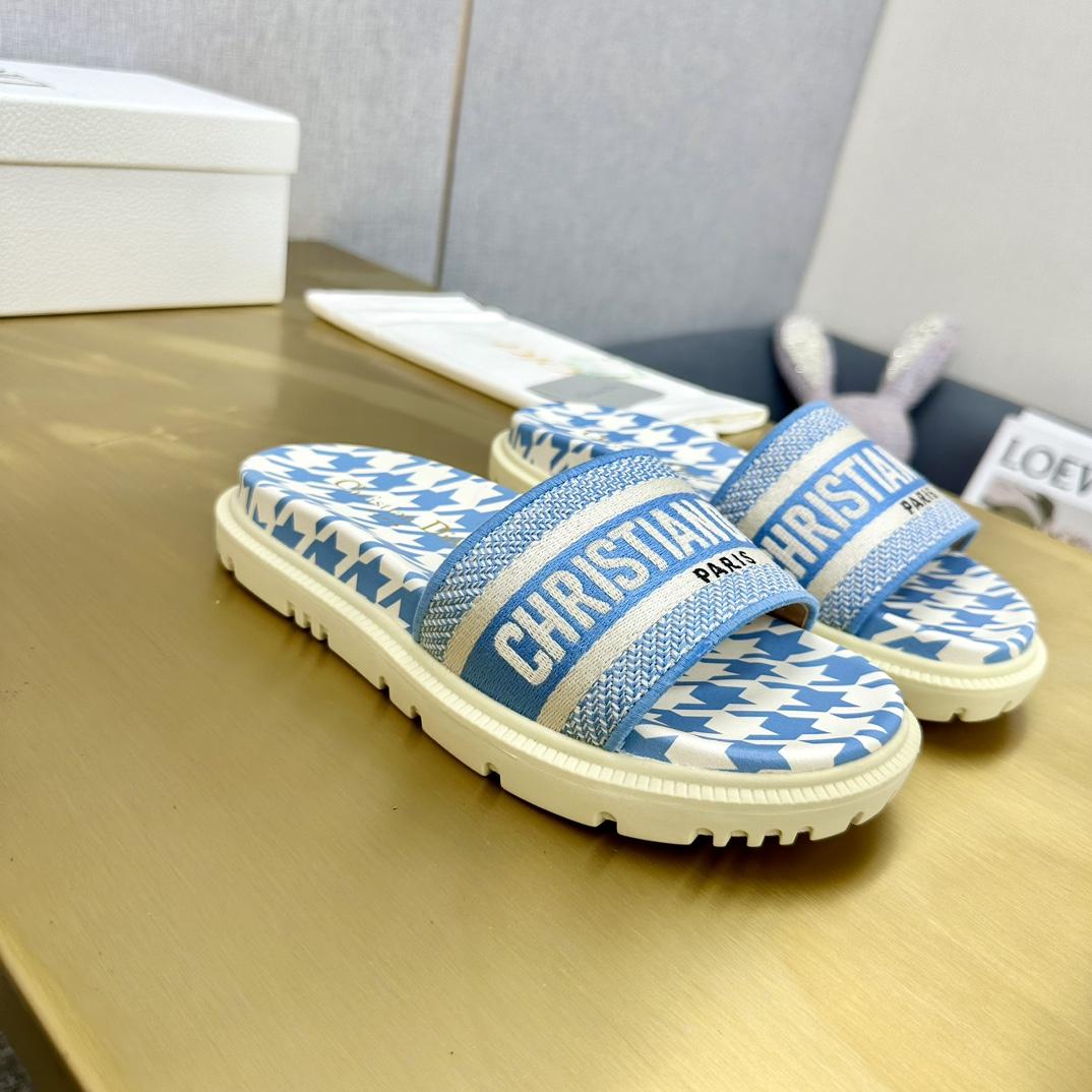 Dior Wmns DWay Slide 'Houndstooth - Corn Flower' - PerfectKickZ