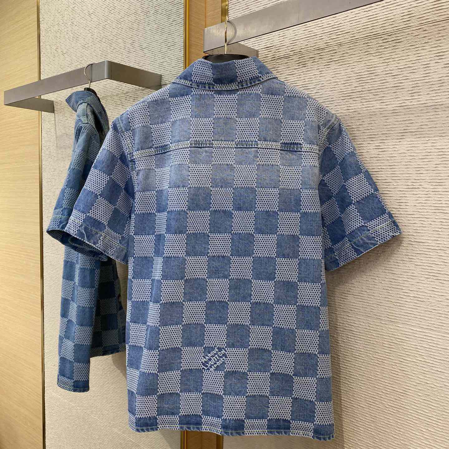 Louis Vuitton Damier Short-Sleeved Chambray Shirt   - PerfectKickZ