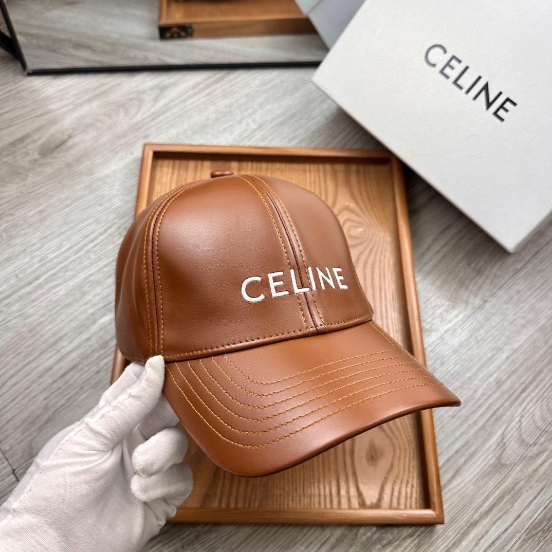 Celine Brown Leather Baseball Cap - PerfectKickZ