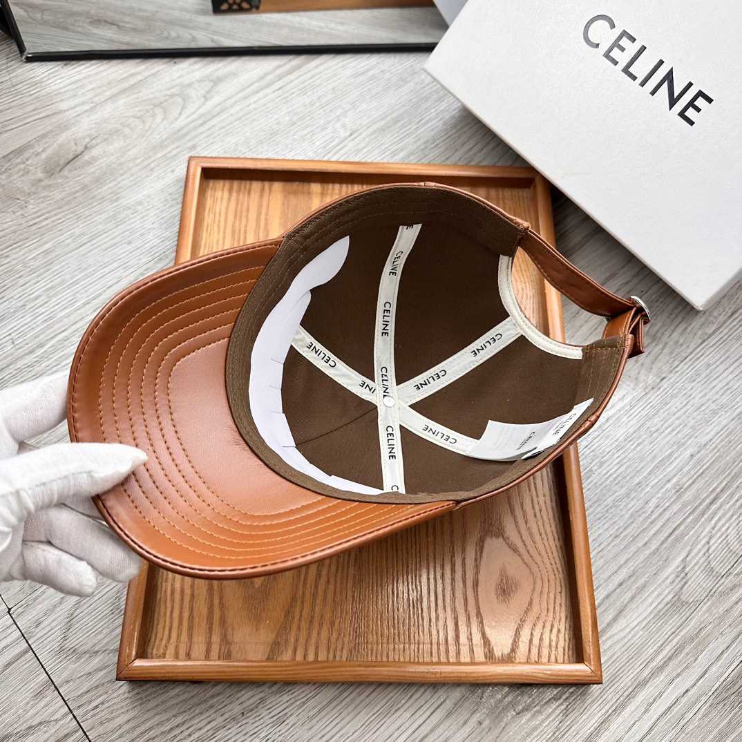 Celine Brown Leather Baseball Cap - PerfectKickZ