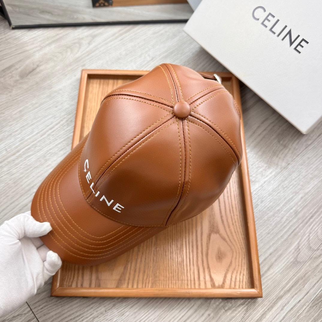 Celine Brown Leather Baseball Cap - PerfectKickZ