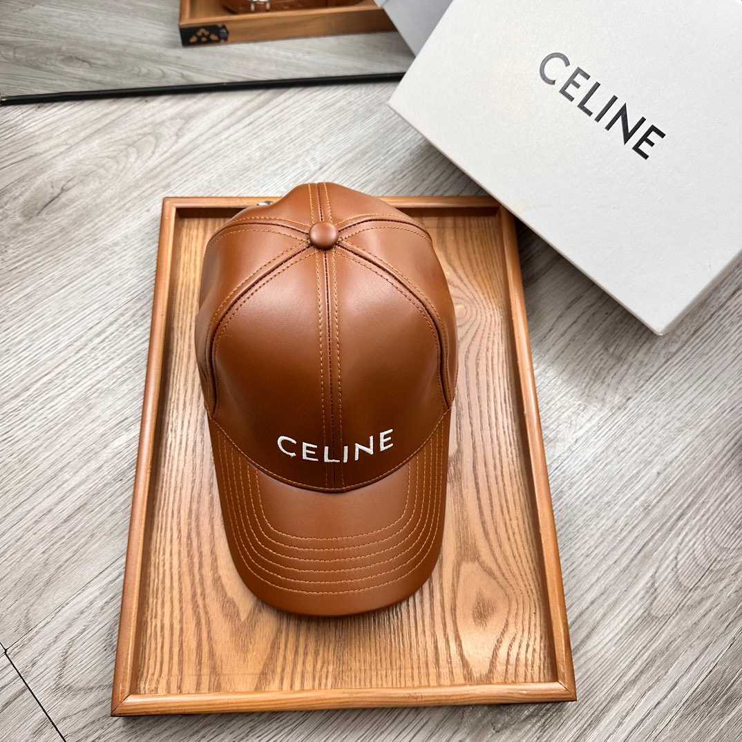 Celine Brown Leather Baseball Cap - PerfectKickZ
