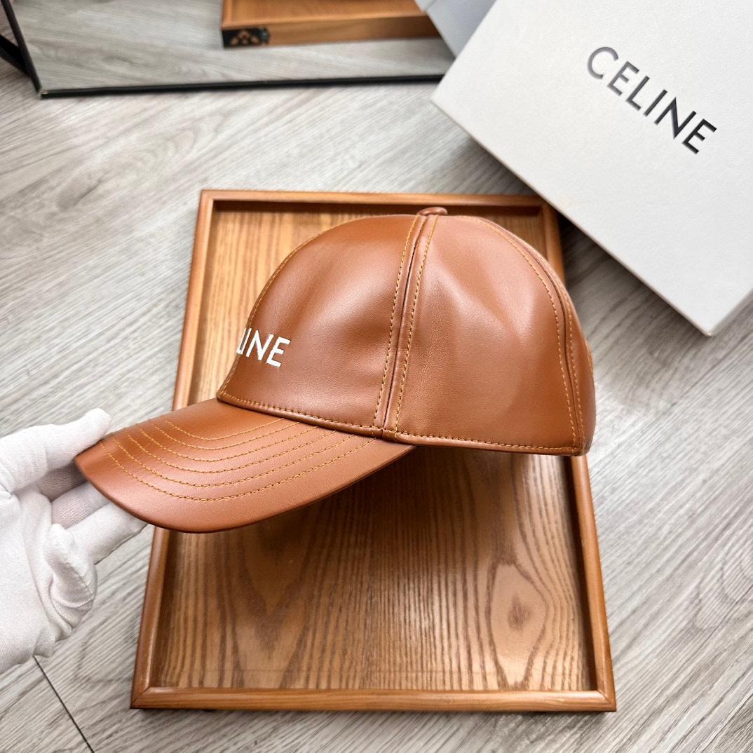 Celine Brown Leather Baseball Cap - PerfectKickZ