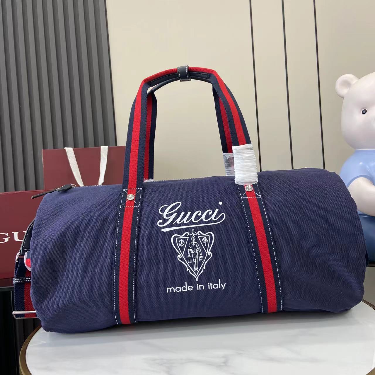 Gucci Large Printed Canvas Duffle Bag - PerfectKickZ