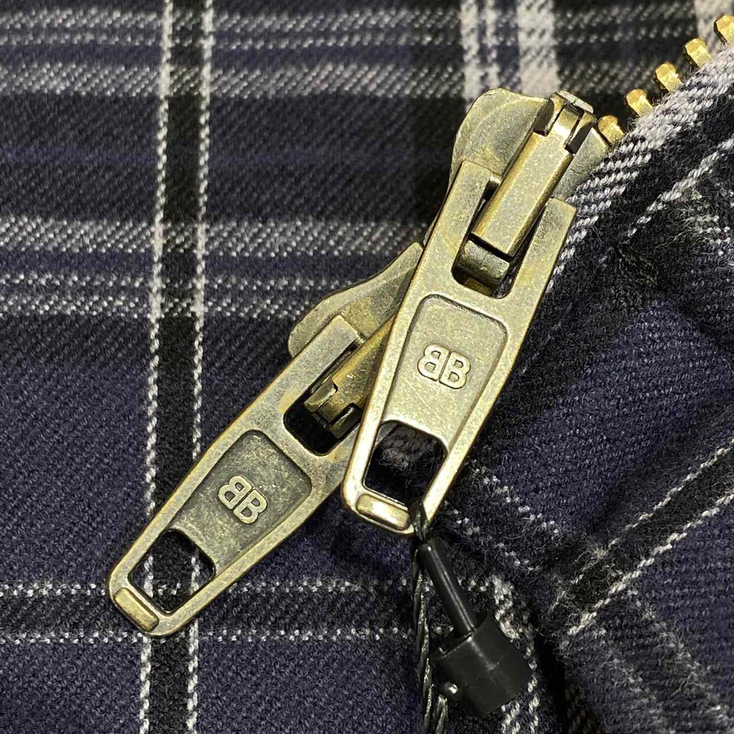 Balenciaga SS25 Logo Embroidered Hooded Check Jacket - PerfectKickZ