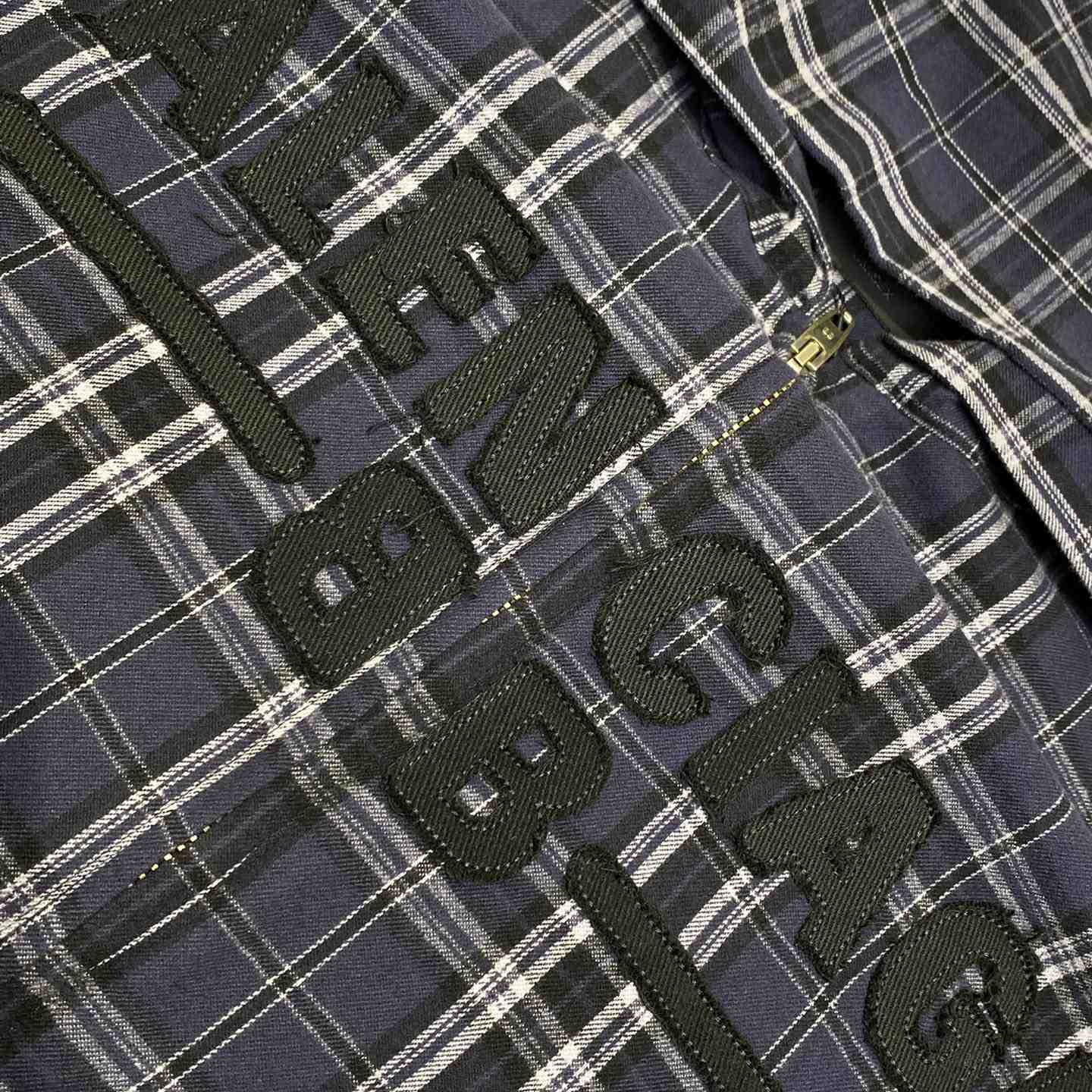 Balenciaga SS25 Logo Embroidered Hooded Check Jacket - PerfectKickZ