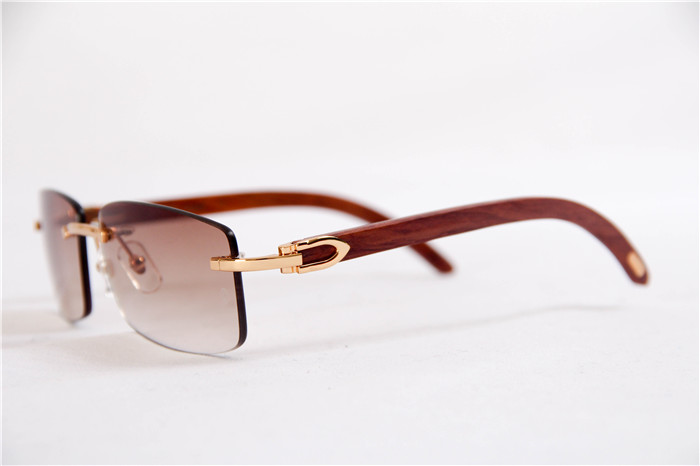 Cartier 3524012 Wood Big Lens Sunglasses In Gold Brown - PerfectKickZ
