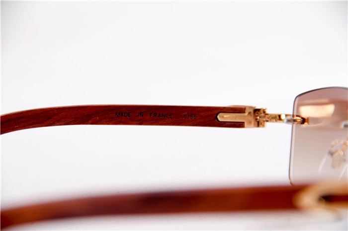 Cartier 3524012 Wood Big Lens Sunglasses In Gold Brown - PerfectKickZ