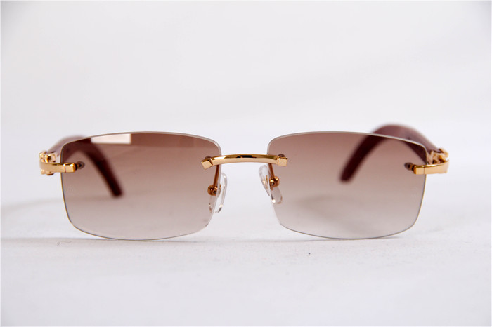 Cartier 3524012 Wood Big Lens Sunglasses In Gold Brown - PerfectKickZ