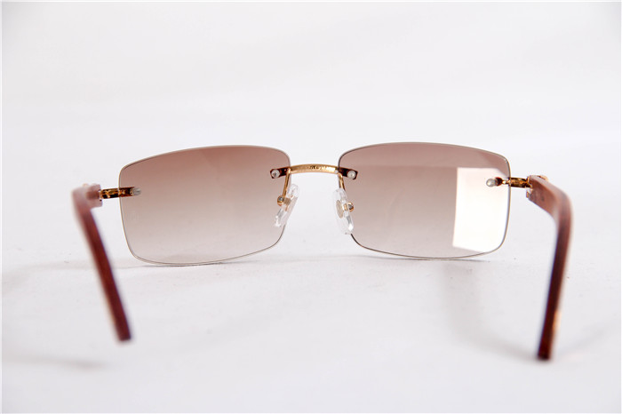 Cartier 3524012 Wood Big Lens Sunglasses In Gold Brown - PerfectKickZ
