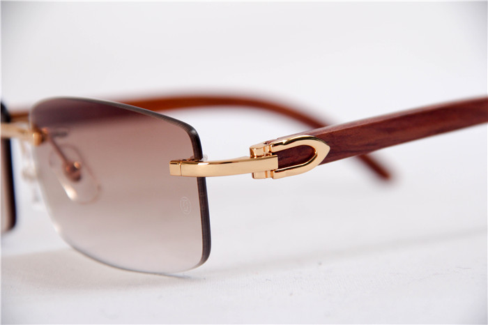 Cartier 3524012 Wood Big Lens Sunglasses In Gold Brown - PerfectKickZ
