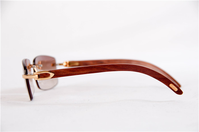Cartier 3524012 Wood Big Lens Sunglasses In Gold Brown - PerfectKickZ