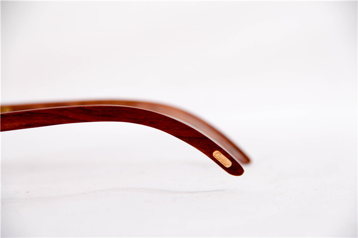 Cartier 3524012 Wood Big Lens Sunglasses In Gold Brown - PerfectKickZ