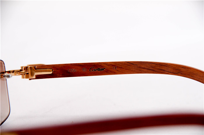 Cartier 3524012 Wood Big Lens Sunglasses In Gold Brown - PerfectKickZ