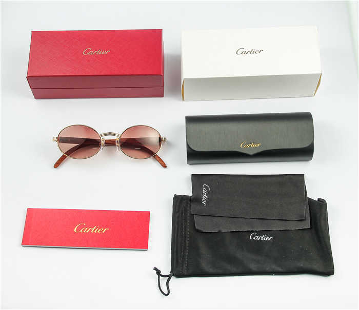 Cartier 7550178 55-22 Wood Sunglasses In Gold Brown - PerfectKickZ