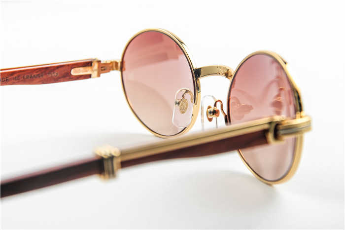 Cartier 7550178 55-22 Wood Sunglasses In Gold Brown - PerfectKickZ