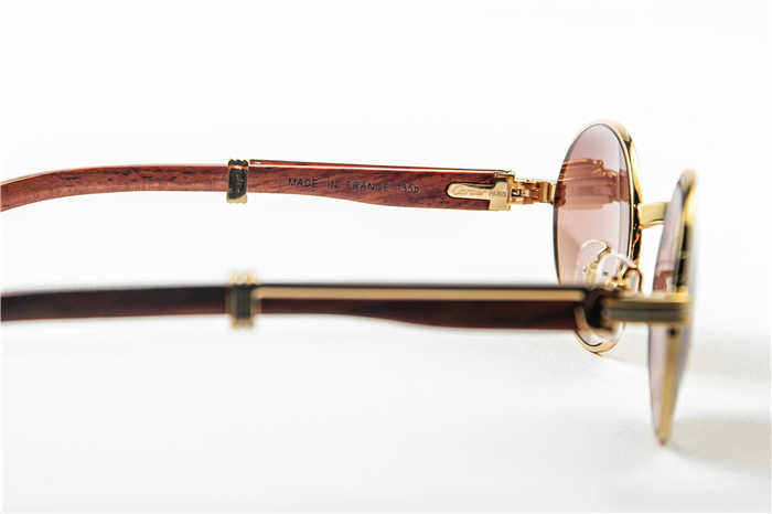 Cartier 7550178 55-22 Wood Sunglasses In Gold Brown - PerfectKickZ