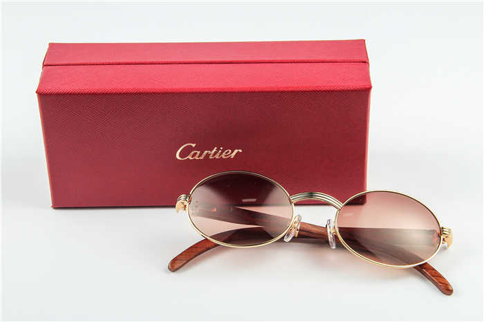 Cartier 7550178 55-22 Wood Sunglasses In Gold Brown - PerfectKickZ
