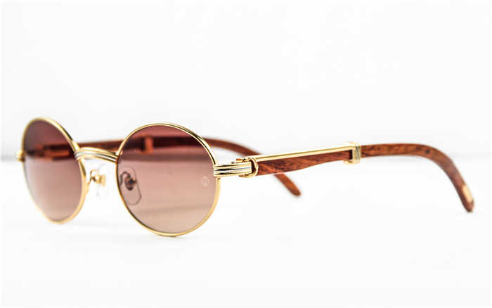 Cartier 7550178 55-22 Wood Sunglasses In Gold Brown - PerfectKickZ