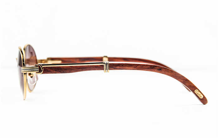 Cartier 7550178 55-22 Wood Sunglasses In Gold Brown - PerfectKickZ
