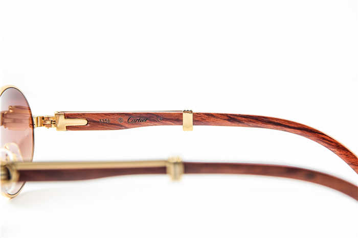 Cartier 7550178 55-22 Wood Sunglasses In Gold Brown - PerfectKickZ