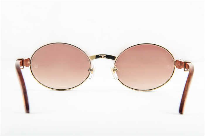 Cartier 7550178 55-22 Wood Sunglasses In Gold Brown - PerfectKickZ