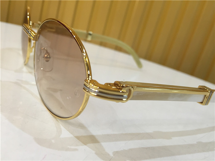 Cartier 7550178 55-22 White Curve Cattle Horn Sunglasses In Gold Brown - PerfectKickZ