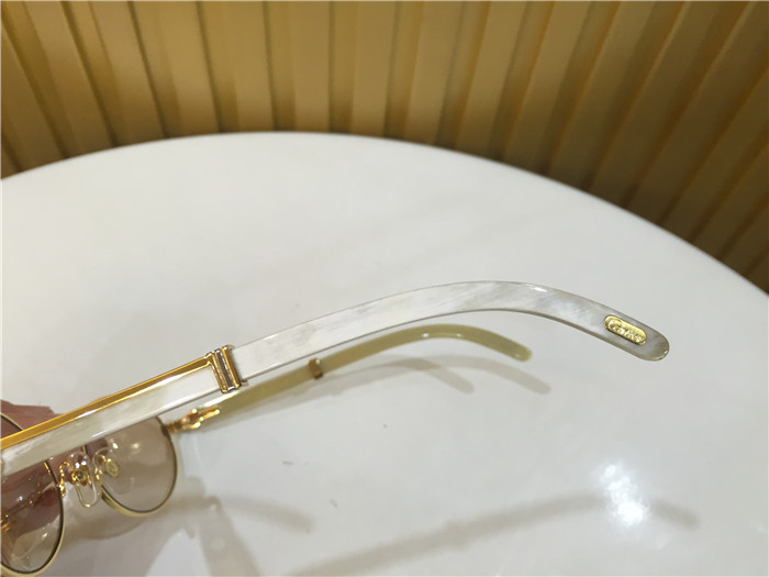 Cartier 7550178 55-22 White Curve Cattle Horn Sunglasses In Gold Brown - PerfectKickZ