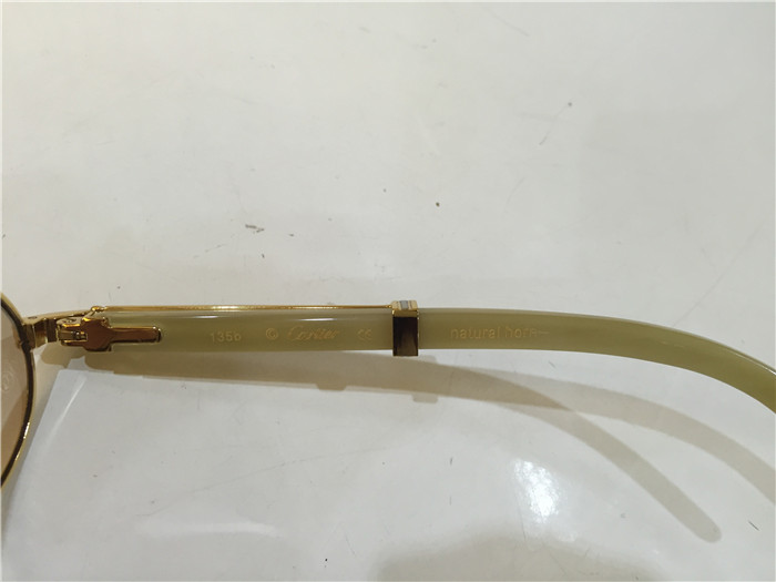 Cartier 7550178 55-22 White Curve Cattle Horn Sunglasses In Gold Brown - PerfectKickZ