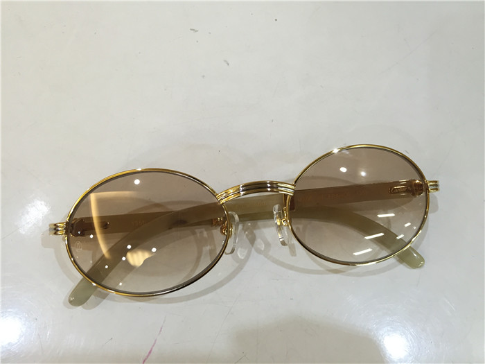 Cartier 7550178 55-22 White Curve Cattle Horn Sunglasses In Gold Brown - PerfectKickZ