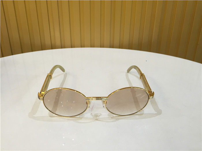 Cartier 7550178 55-22 White Curve Cattle Horn Sunglasses In Gold Brown - PerfectKickZ
