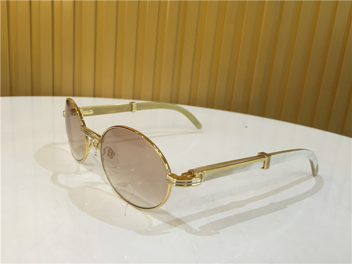 Cartier 7550178 55-22 White Curve Cattle Horn Sunglasses In Gold Brown - PerfectKickZ