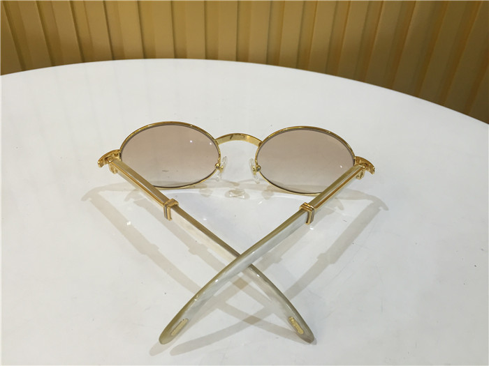 Cartier 7550178 55-22 White Curve Cattle Horn Sunglasses In Gold Brown - PerfectKickZ