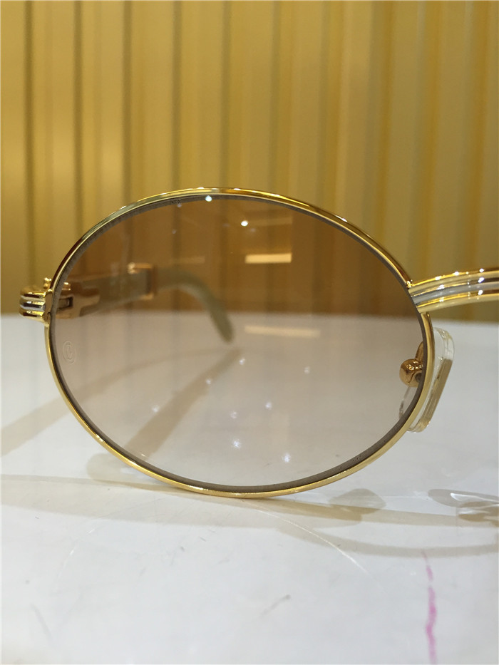 Cartier 7550178 55-22 White Curve Cattle Horn Sunglasses In Gold Brown - PerfectKickZ