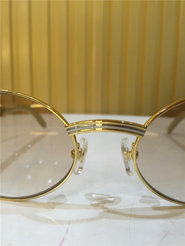 Cartier 7550178 55-22 White Curve Cattle Horn Sunglasses In Gold Brown - PerfectKickZ