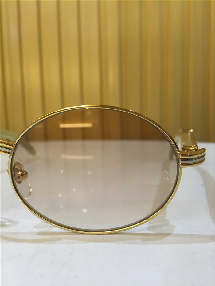 Cartier 7550178 55-22 White Curve Cattle Horn Sunglasses In Gold Brown - PerfectKickZ
