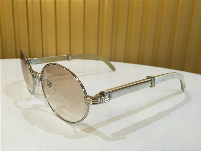 Cartier 7550178 55-22 White Curve Cattle Horn Sunglasses In Silver Brown - PerfectKickZ
