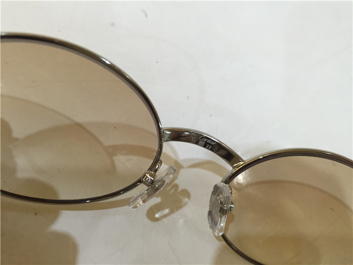 Cartier 7550178 55-22 White Curve Cattle Horn Sunglasses In Silver Brown - PerfectKickZ