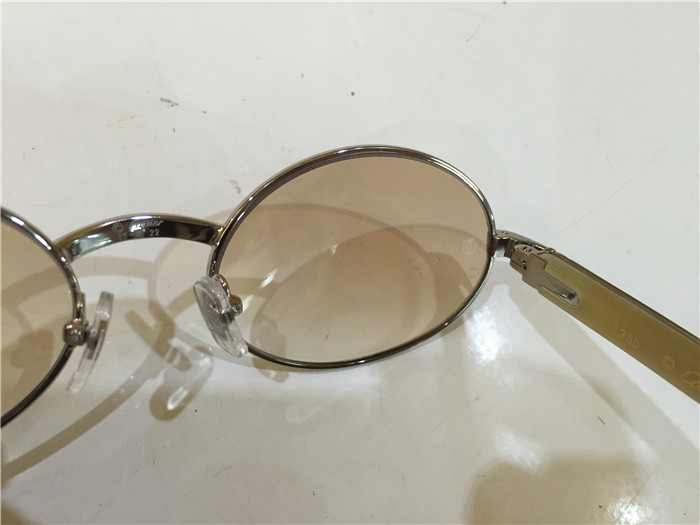 Cartier 7550178 55-22 White Curve Cattle Horn Sunglasses In Silver Brown - PerfectKickZ