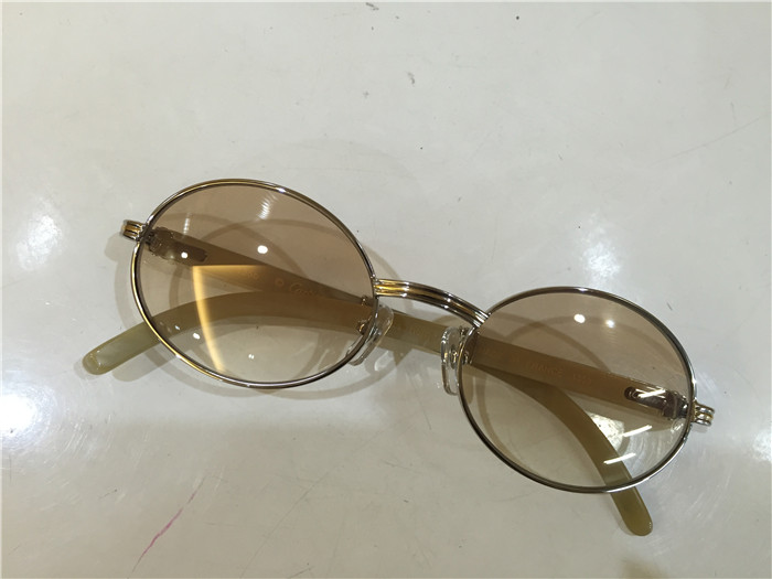 Cartier 7550178 55-22 White Curve Cattle Horn Sunglasses In Silver Brown - PerfectKickZ
