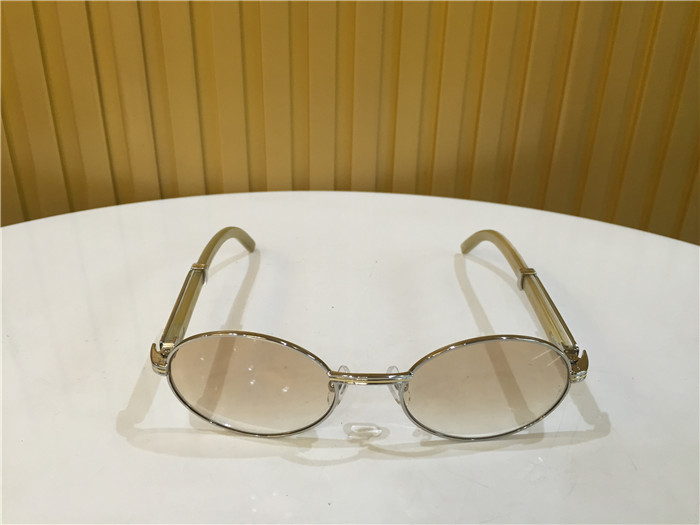 Cartier 7550178 55-22 White Curve Cattle Horn Sunglasses In Silver Brown - PerfectKickZ