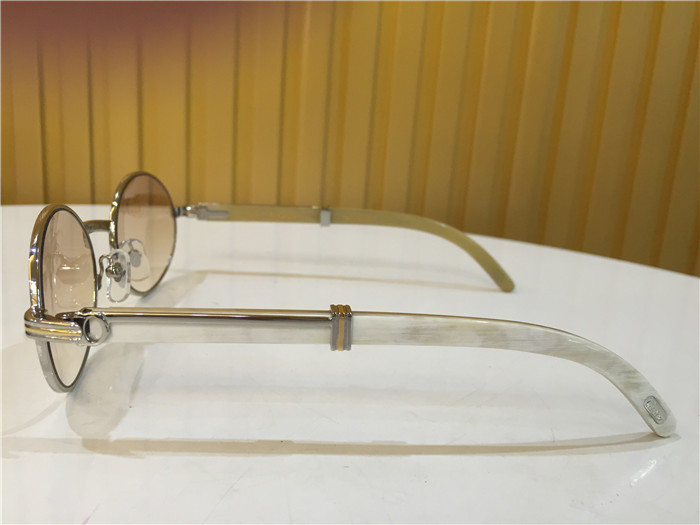 Cartier 7550178 55-22 White Curve Cattle Horn Sunglasses In Silver Brown - PerfectKickZ